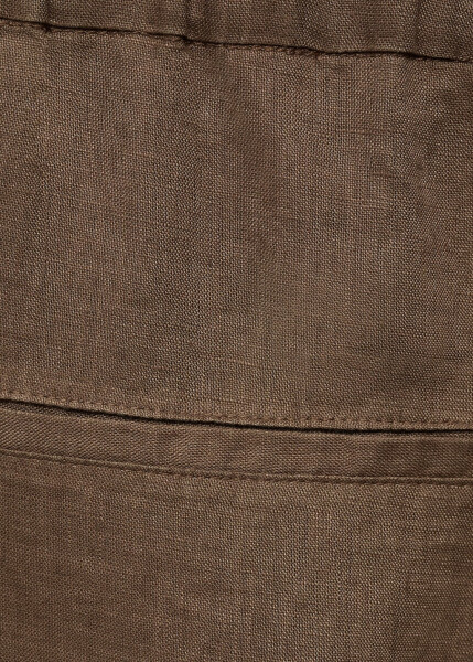 Mid brown, 100% linen jogger pants. - 9