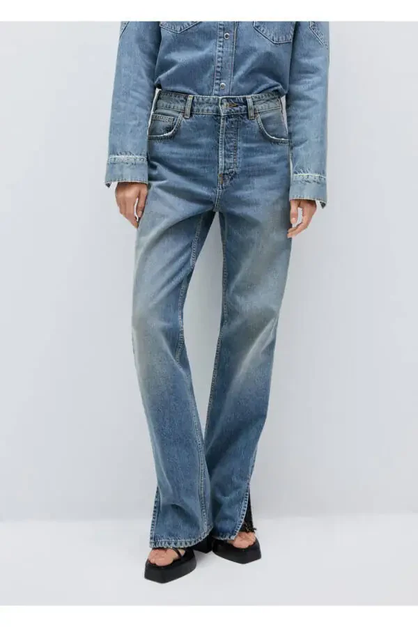 Mid-rise distressed straight leg jeans - 2