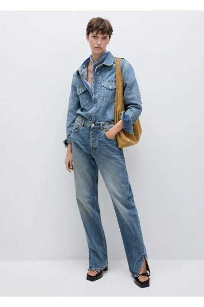 Mid-rise distressed straight leg jeans - 3