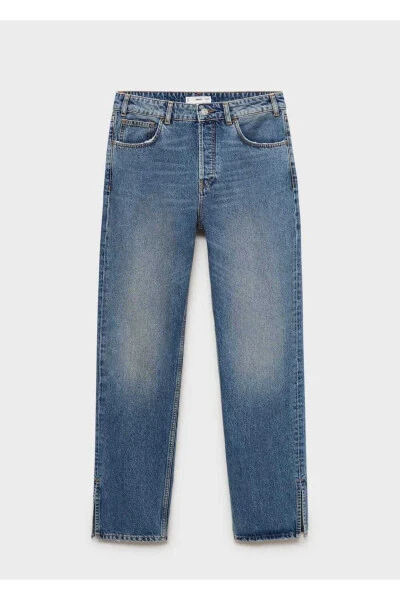 Mid-rise distressed straight leg jeans - 4