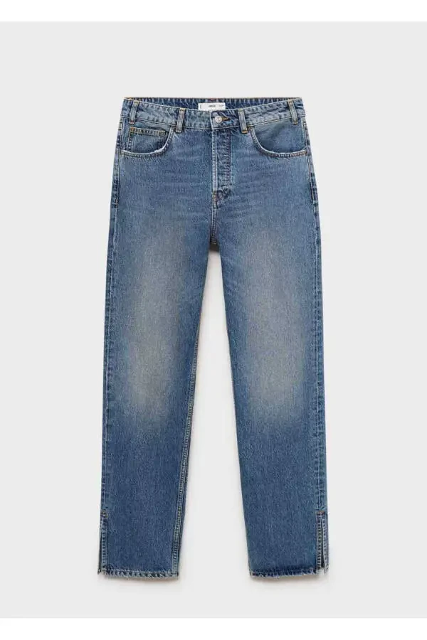 Mid-rise distressed straight leg jeans - 4