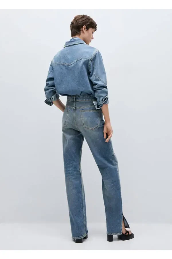Mid-rise distressed straight leg jeans - 5