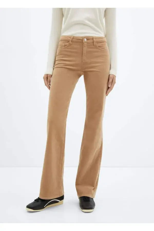 Mid-Rise Drawstring Velvet Pants - 1