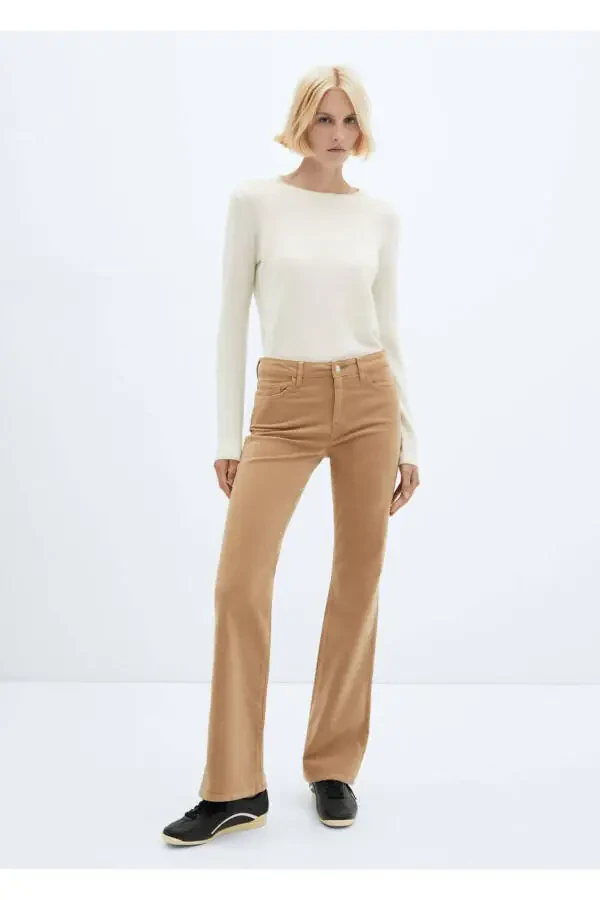 Mid-Rise Drawstring Velvet Pants - 2