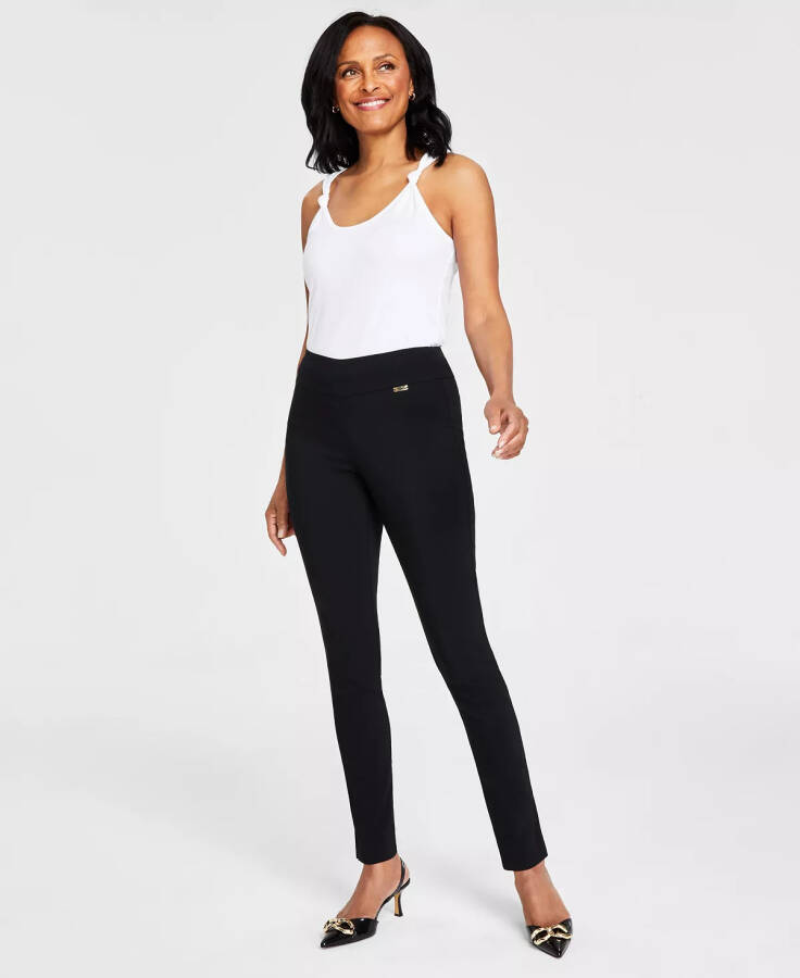 Mid-Rise Petite Tummy-Control Skinny Pants, Petite & Petite Short, Created for Modazone Deep Black - 2