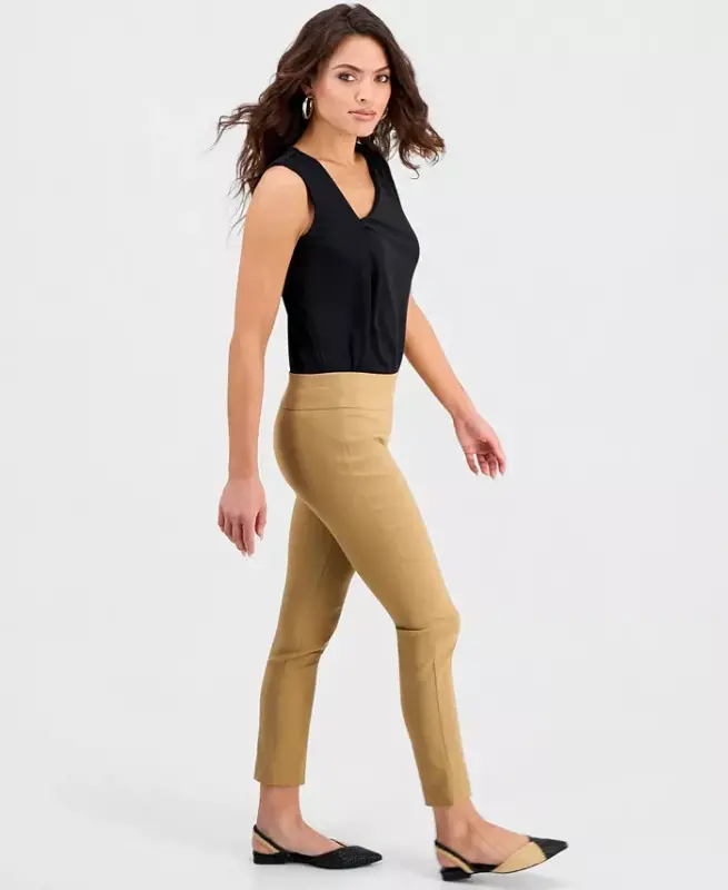 Mid-Rise Petite Tummy-Control Skinny Pants, Petite & Petite Short, Created for Modazone - Warm Toffee - 4