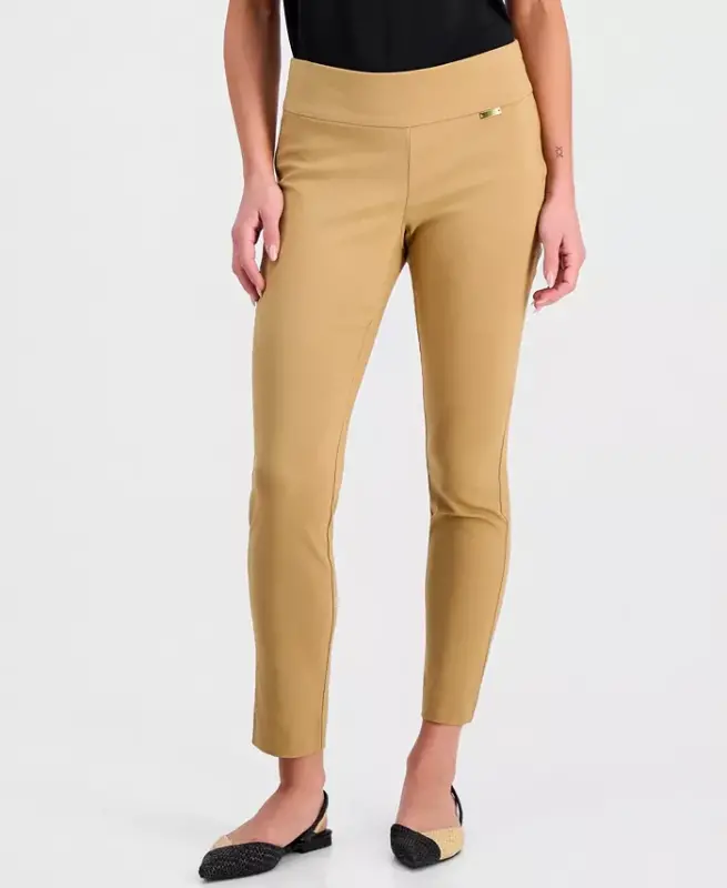 Mid-Rise Petite Tummy-Control Skinny Pants, Petite & Petite Short, Created for Modazone - Warm Toffee - 5