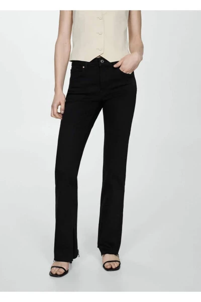 Mid-Rise Slit Straight Leg Jean - 1