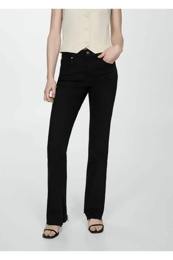 Mid-Rise Slit Straight Leg Jean - 1