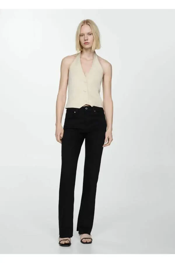 Mid-Rise Slit Straight Leg Jean - 2
