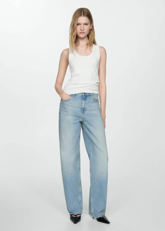 Mid-rise, straight leg jeans - 18