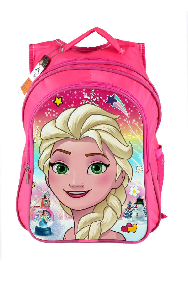 Middle School Elementary School Bag And Lunch Bag 3 Pocket Padded Elsa Head Pink - 24