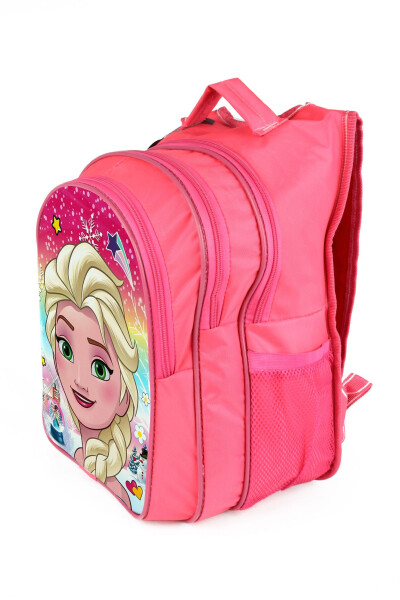 Middle School Elementary School Bag And Lunch Bag 3 Pocket Padded Elsa Head Pink - 25