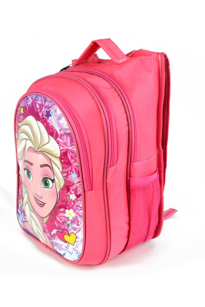 Middle School Elementary School Bag And Lunch Bag 3 Pocket Padded Elsa Head Pink - 32