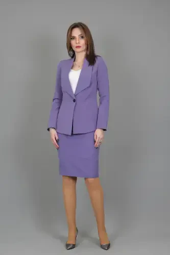 Midi Blazer & Pencil Skirt Suit - Lilac - 3