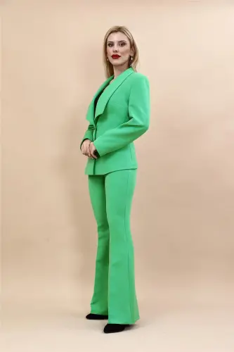Midi Blazer & Wide Leg Pants Suit - A. Green - ÖNDER ÖZSOY (1)