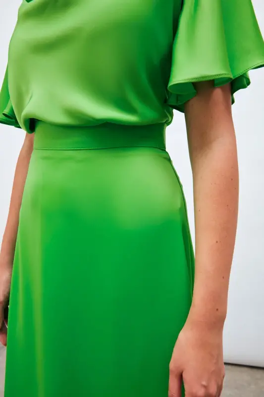 Midi Boy Saten Etek - AÇIK YEŞİL-AÇIK YEŞİL - 5
