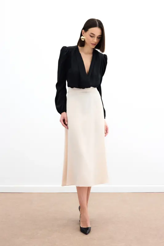 Midi Boy Saten Etek - Bej-BEJ - 3