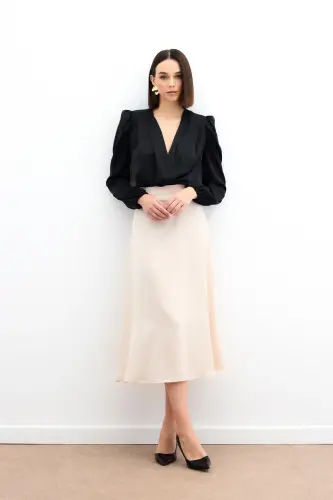 Midi Boy Saten Etek - Bej-BEJ 