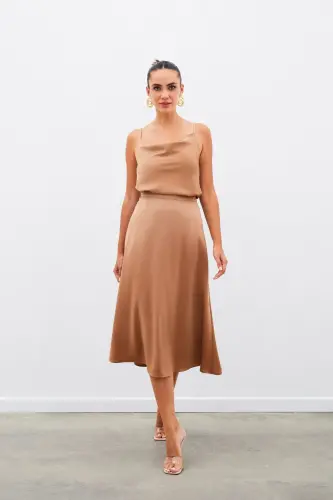 Midi Boy Saten Etek - Camel - CAMEL 