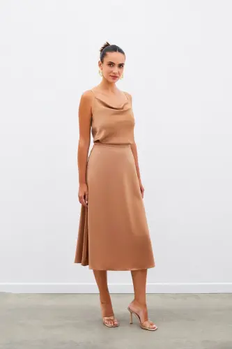 Midi Boy Saten Etek - Camel - CAMEL - 2
