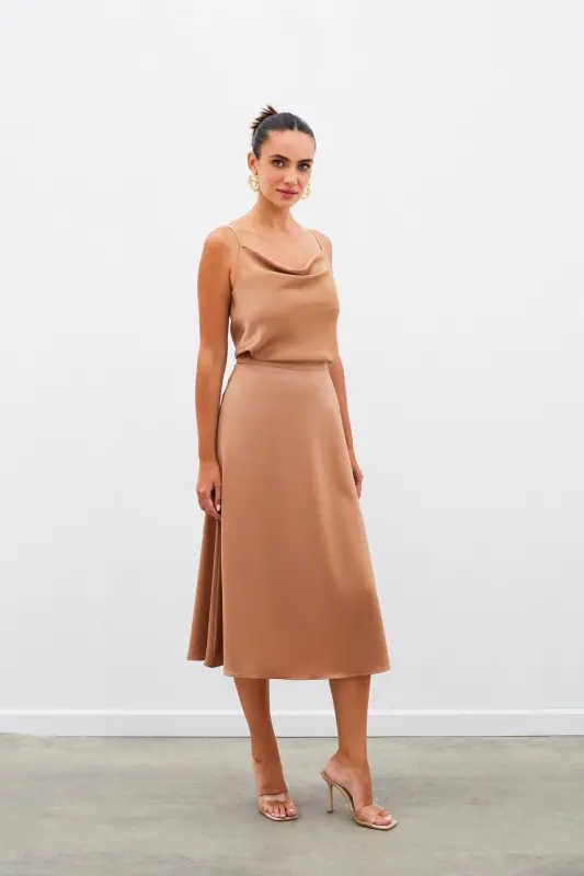 Midi Boy Saten Etek - Camel - CAMEL - 2