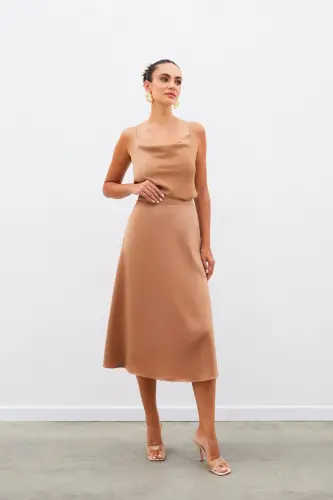 Midi Boy Saten Etek - Camel - CAMEL - 3