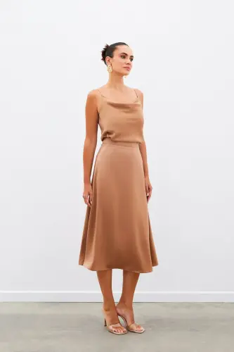 Midi Boy Saten Etek - Camel-CAMEL - 4