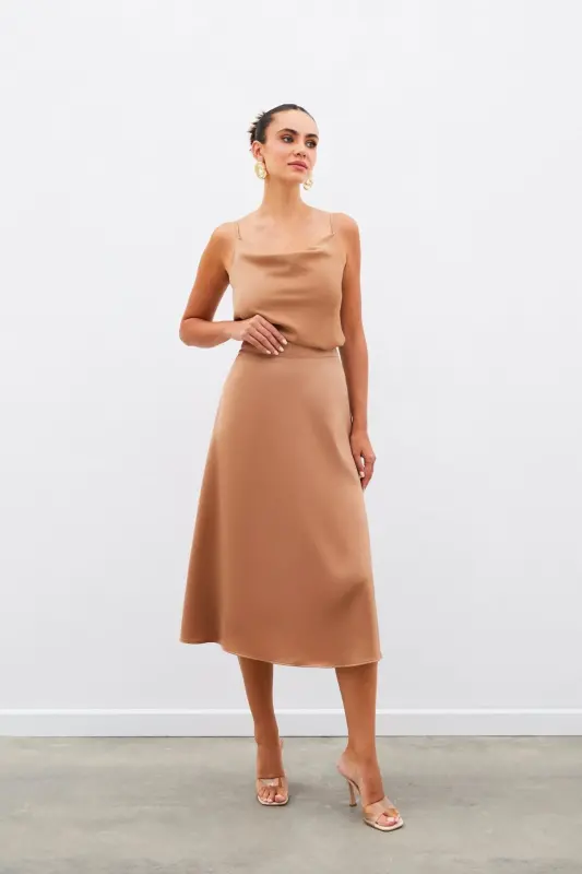 Midi Boy Saten Etek - Camel-CAMEL - 3