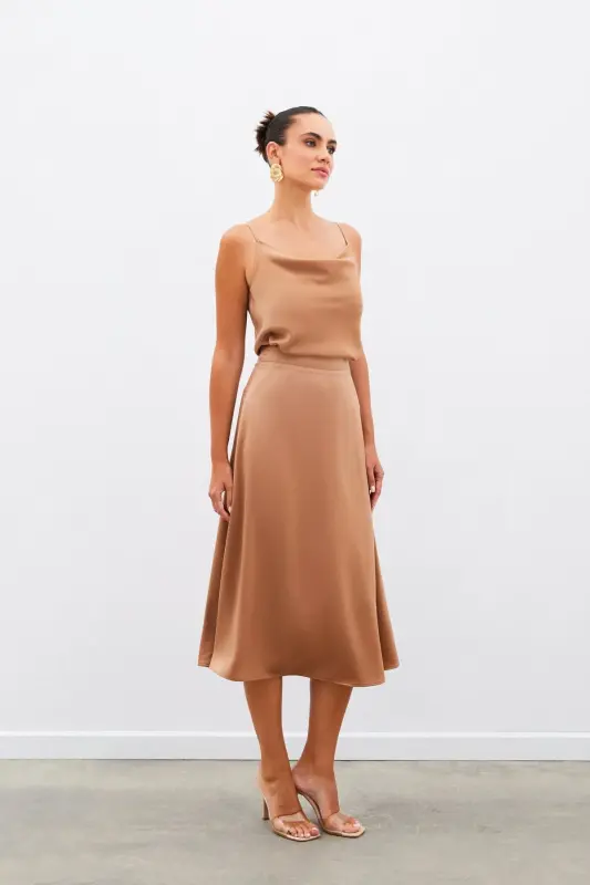 Midi Boy Saten Etek - Camel-CAMEL - 4