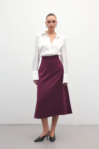 Midi Boy Saten Etek - Mürdüm-Mürdüm - 1