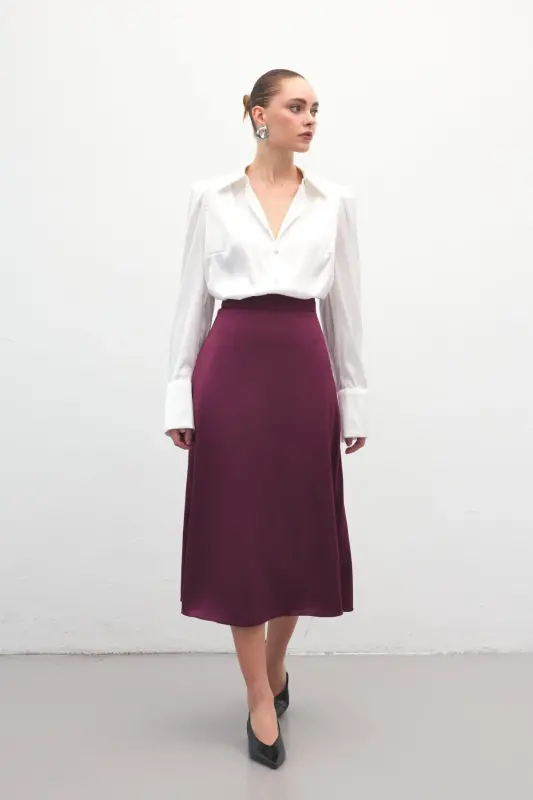 Midi Boy Saten Etek - Mürdüm-Mürdüm - 2