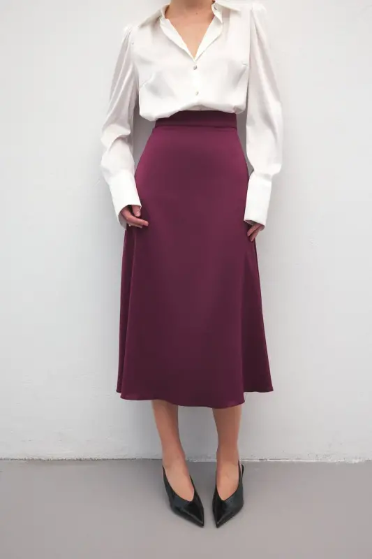 Midi Boy Saten Etek - Mürdüm-Mürdüm - 5