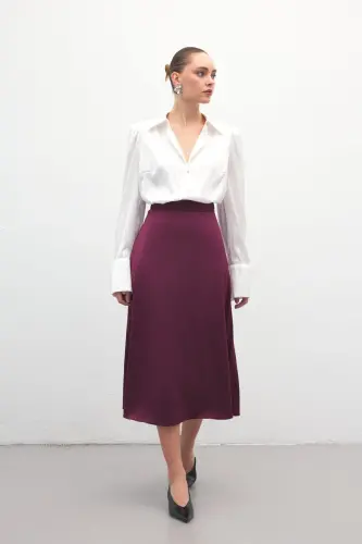 Midi Boy Saten Etek - Mürdüm-Mürdüm - 2