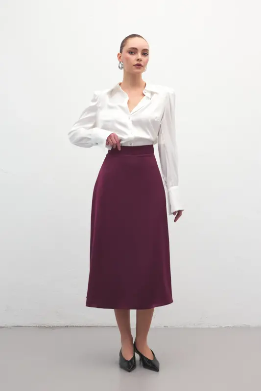 Midi Boy Saten Etek - Mürdüm-Mürdüm - 3