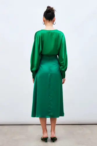 Midi Boy Saten Etek - Zümrüt-ZÜMRÜT - 6