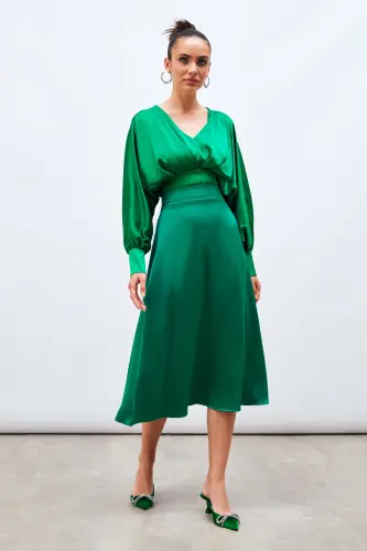 Midi Boy Saten Etek - Zümrüt-ZÜMRÜT 