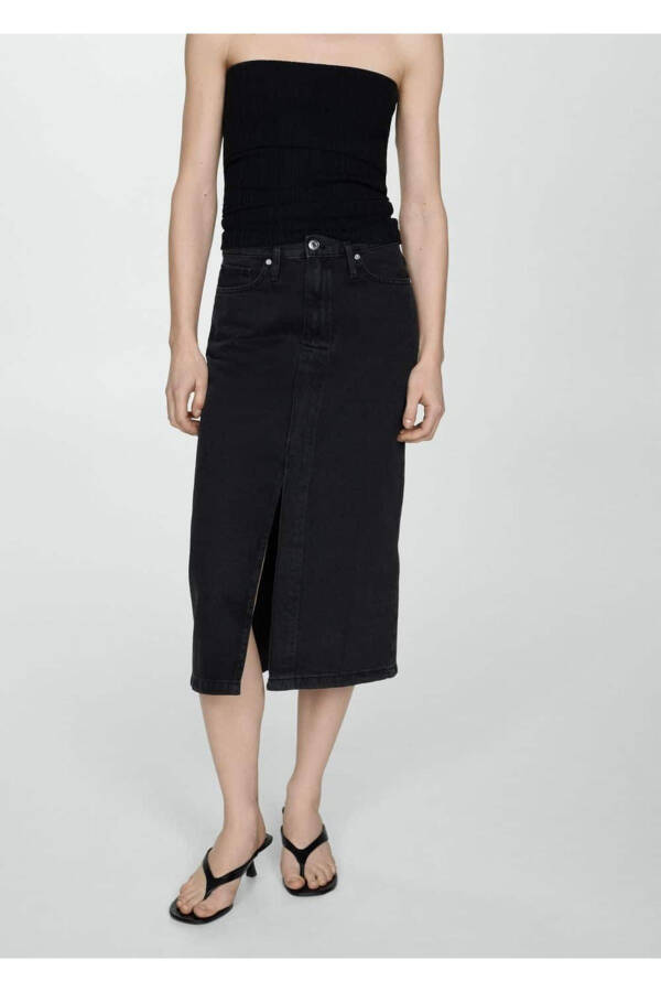 Midi Denim Skirt - 1