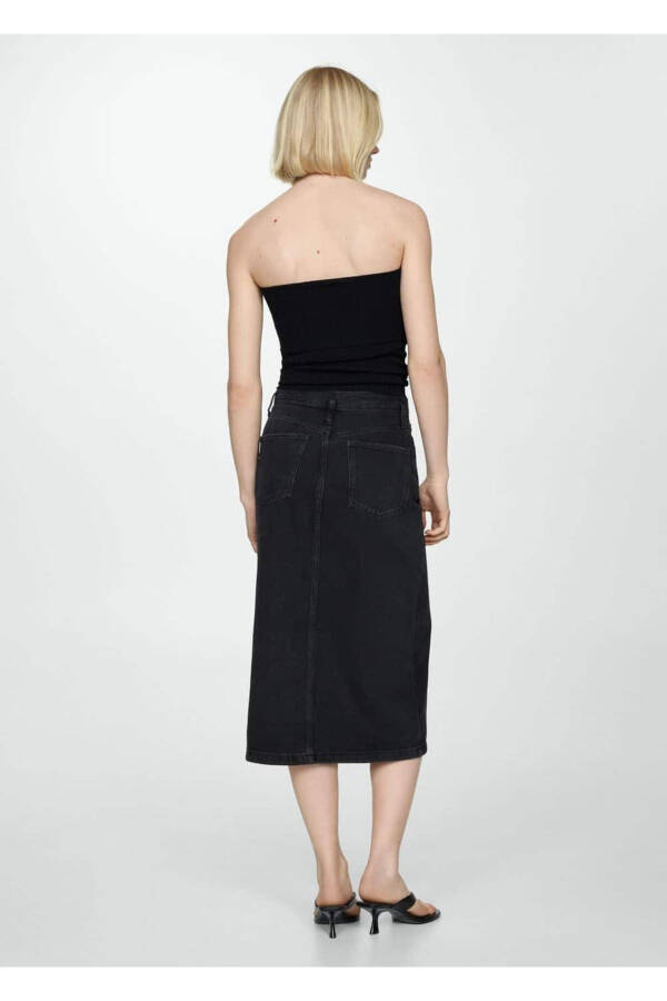 Midi Denim Skirt - 4