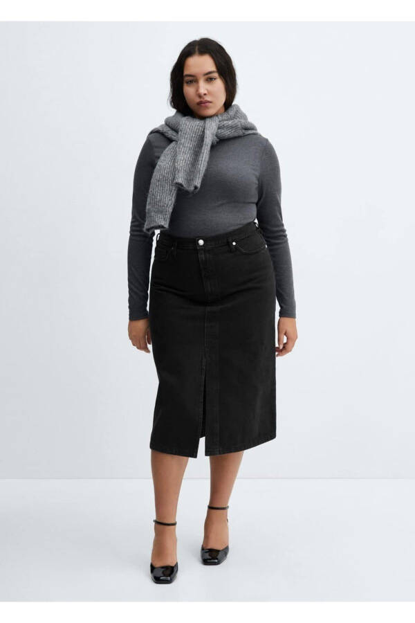 Midi Denim Skirt - 6