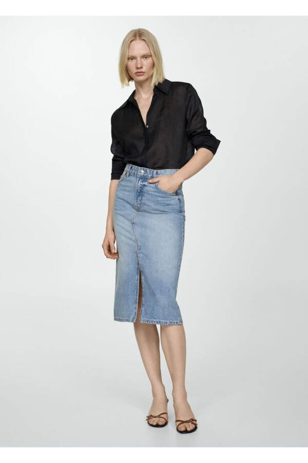 Midi Denim Skirt - 2