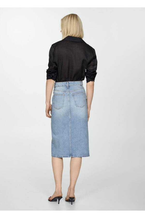 Midi Denim Skirt - 4