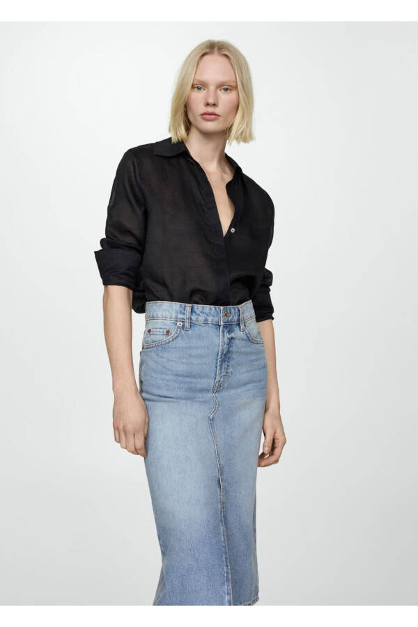 Midi Denim Skirt - 5