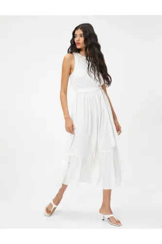 Midi Dress Detailed Collar Sleeveless - 1