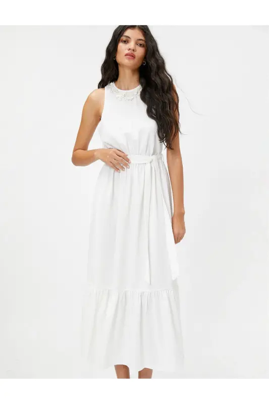 Midi Dress Detailed Collar Sleeveless - 2