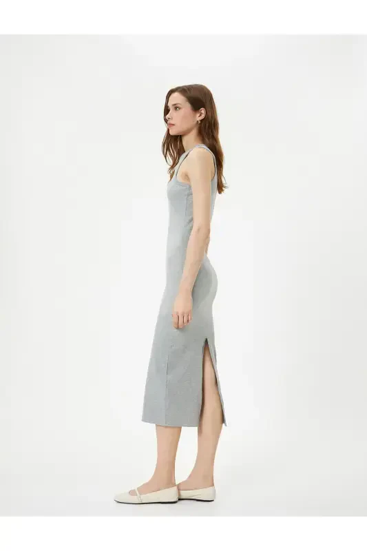 Midi Dress Halter Neck Bodycon Ribbed - KOTON