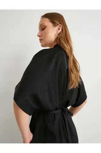 Midi Dress V Neck Wide Short Sleeve With Pockets - KOTON (1)