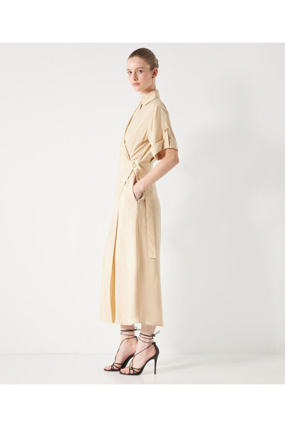 Midi dress with a crossover neckline - İPEKYOL (1)