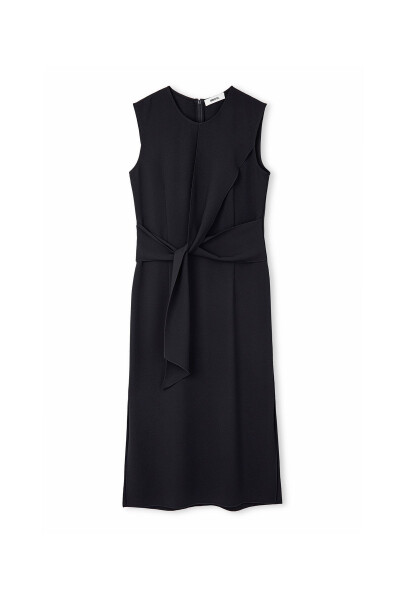 Midi dress with a tie at the waist - 9