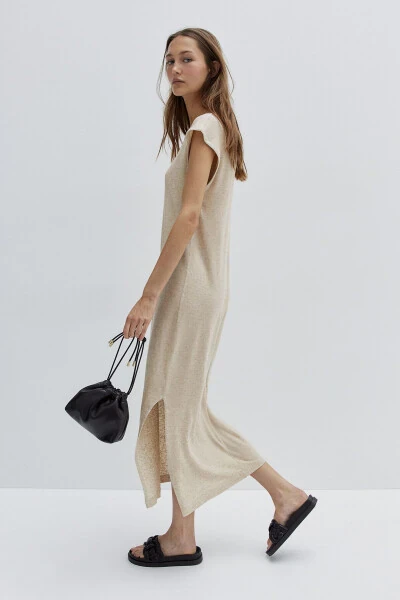 Midi dress with linen blend - H&M